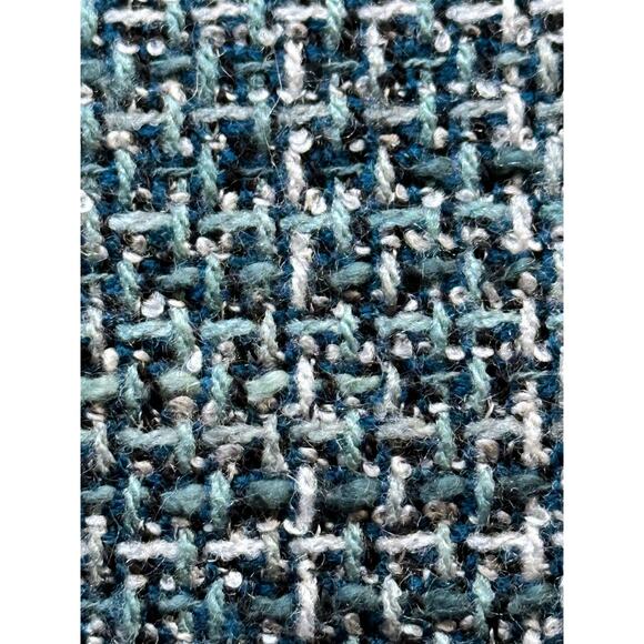 Y2K Blue Wool Tweed Blazer Professional Career Office Church Fall Winter Modest - Picture 9 of 11